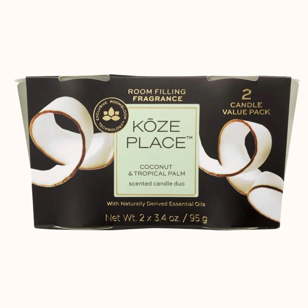 Koze Place Coconut and Tropical Palm Scented Candle Set of 2